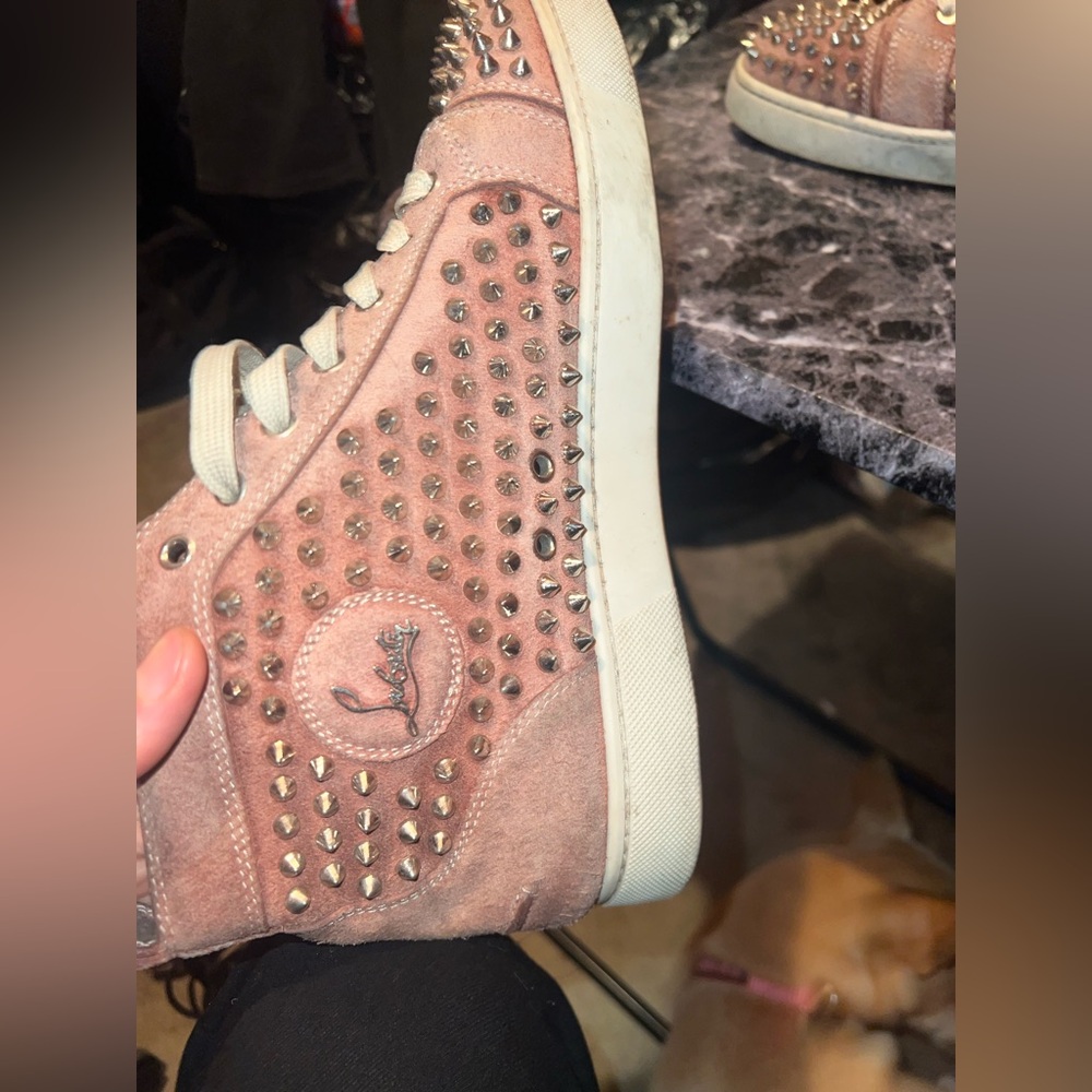 Authentic Men’s Christian Louboutin Spiked Mauve High Top Shoes Size 43.5